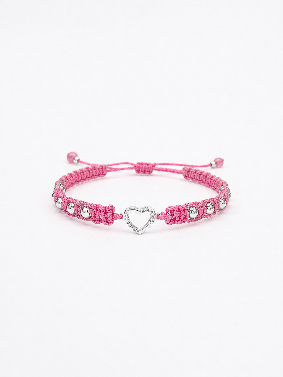 Pulsera macramé corazón plata