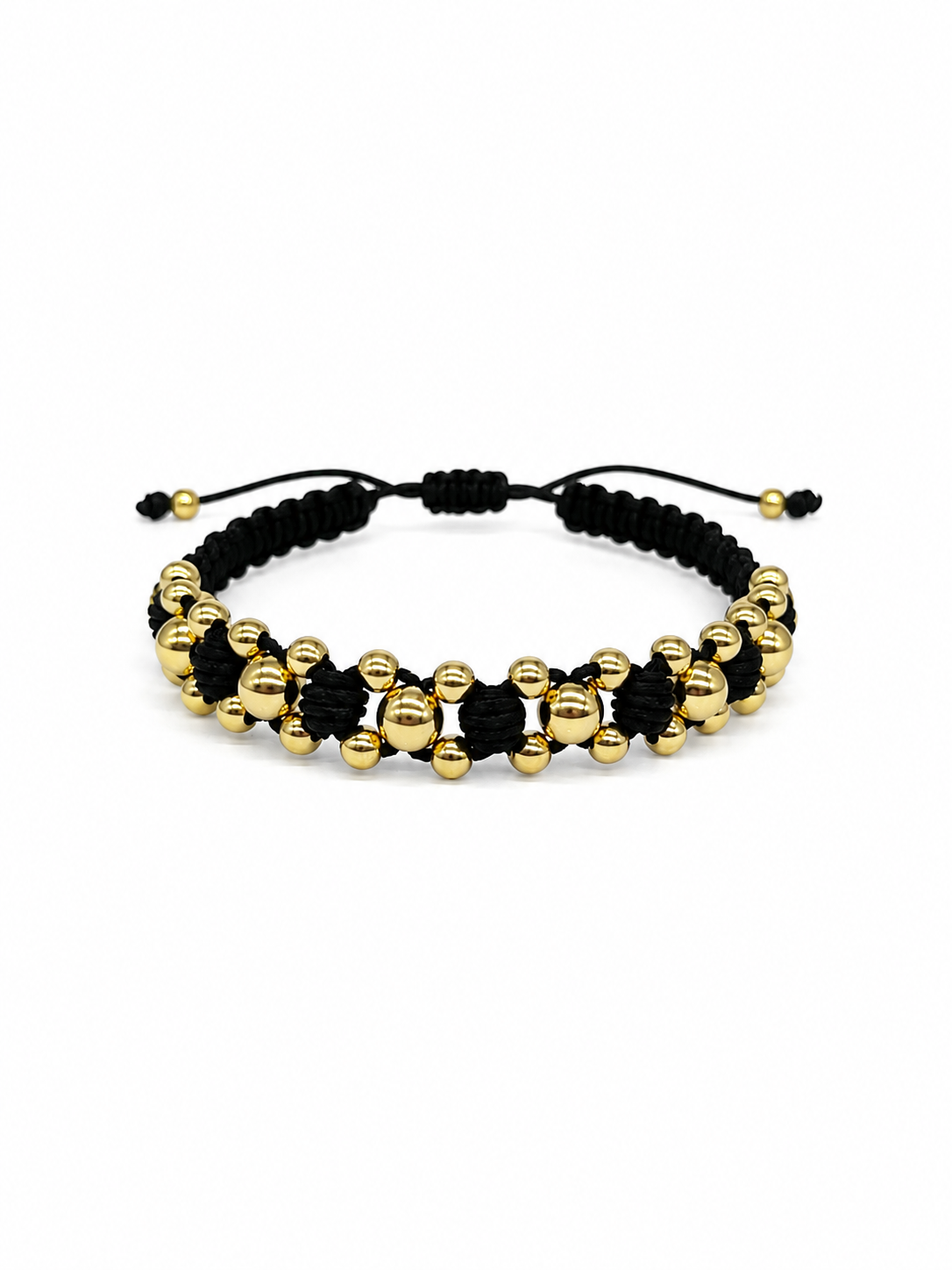 Pulsera de Tres Carriles con Neopreno y Balines de Oro
